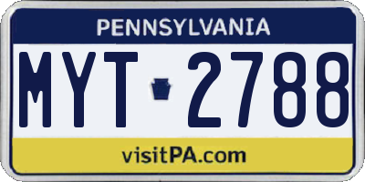 PA license plate MYT2788