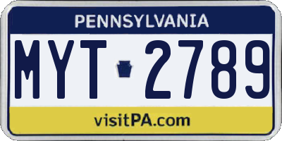 PA license plate MYT2789