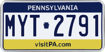 PA license plate MYT2791