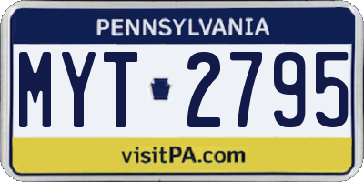 PA license plate MYT2795