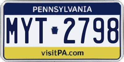 PA license plate MYT2798