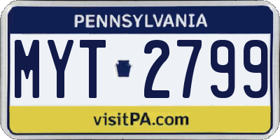 PA license plate MYT2799