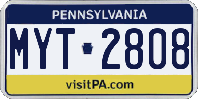 PA license plate MYT2808