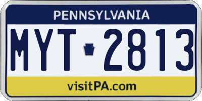 PA license plate MYT2813