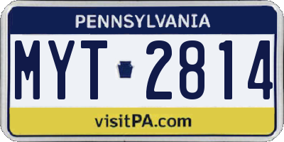 PA license plate MYT2814