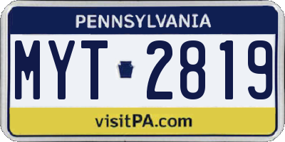 PA license plate MYT2819