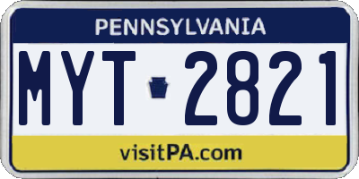 PA license plate MYT2821