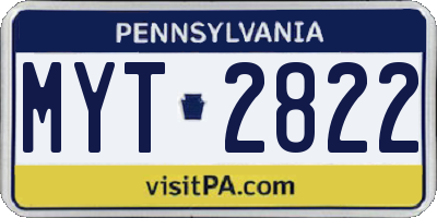PA license plate MYT2822