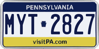 PA license plate MYT2827