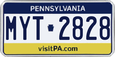 PA license plate MYT2828