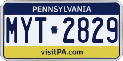 PA license plate MYT2829