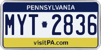 PA license plate MYT2836