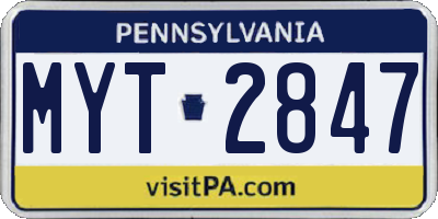 PA license plate MYT2847