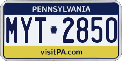 PA license plate MYT2850