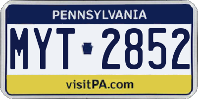 PA license plate MYT2852