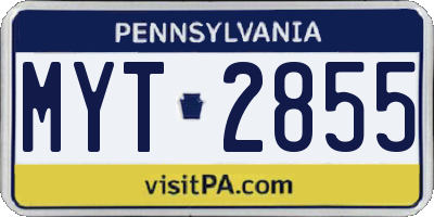 PA license plate MYT2855