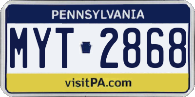 PA license plate MYT2868