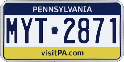 PA license plate MYT2871
