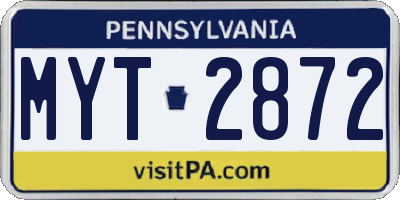 PA license plate MYT2872