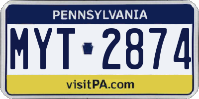 PA license plate MYT2874