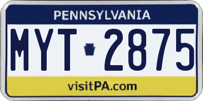 PA license plate MYT2875