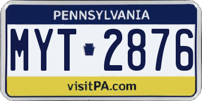 PA license plate MYT2876