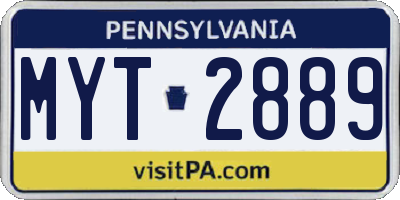 PA license plate MYT2889