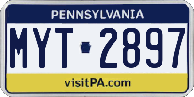 PA license plate MYT2897