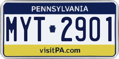PA license plate MYT2901