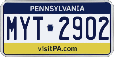 PA license plate MYT2902