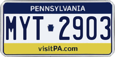 PA license plate MYT2903