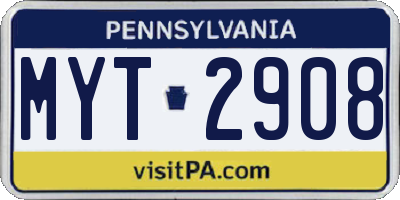 PA license plate MYT2908