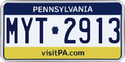 PA license plate MYT2913