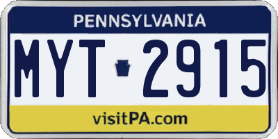 PA license plate MYT2915
