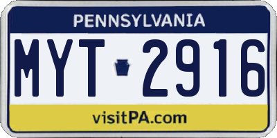 PA license plate MYT2916