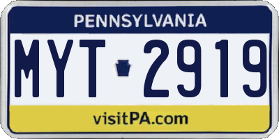 PA license plate MYT2919