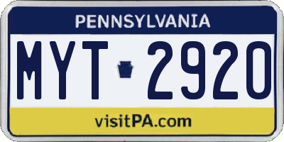 PA license plate MYT2920