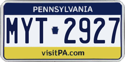 PA license plate MYT2927