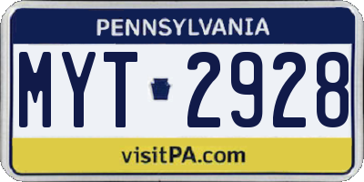 PA license plate MYT2928