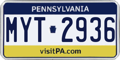 PA license plate MYT2936