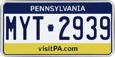 PA license plate MYT2939