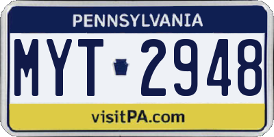 PA license plate MYT2948
