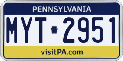 PA license plate MYT2951