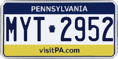 PA license plate MYT2952
