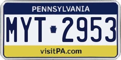 PA license plate MYT2953