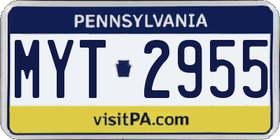 PA license plate MYT2955