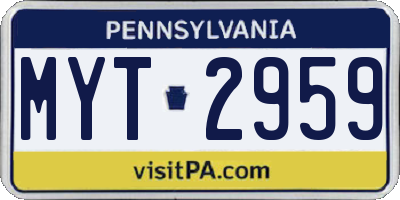 PA license plate MYT2959