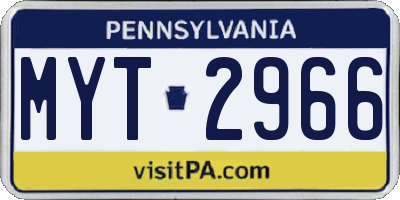 PA license plate MYT2966