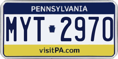 PA license plate MYT2970