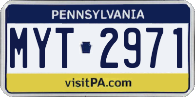 PA license plate MYT2971